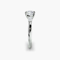 Cushion Three Stone Tapered Baguette Ring