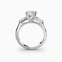 Cushion Three Stone Tapered Baguette Ring