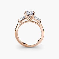 Round Three Stone Tapered Baguette Ring