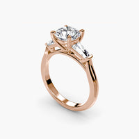 Round Three Stone Tapered Baguette Ring