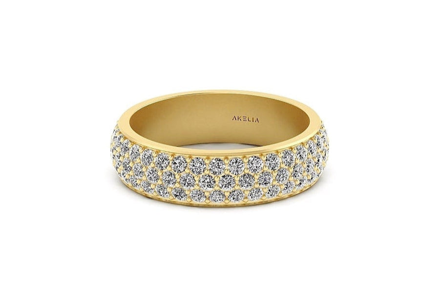 3 Row Pave Wedding Band 1.5 mm