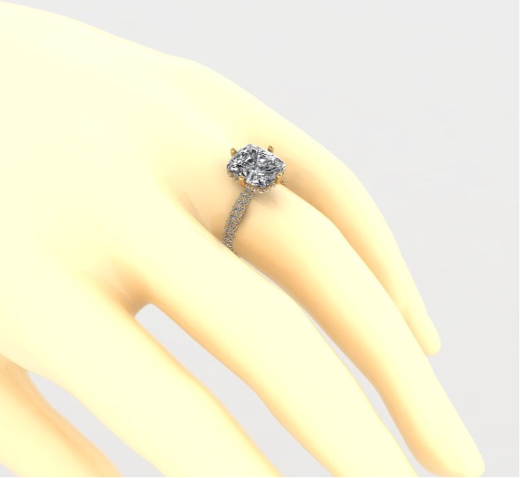 Lumière Cushion Hidden Halo Diamond Ring