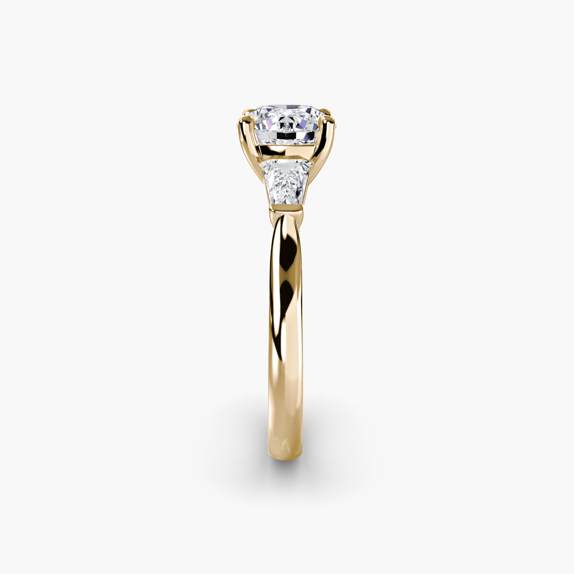 Round Three Stone Tapered Baguette Ring