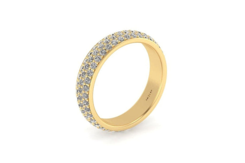 3 Row Pave Wedding Band 1.3mm