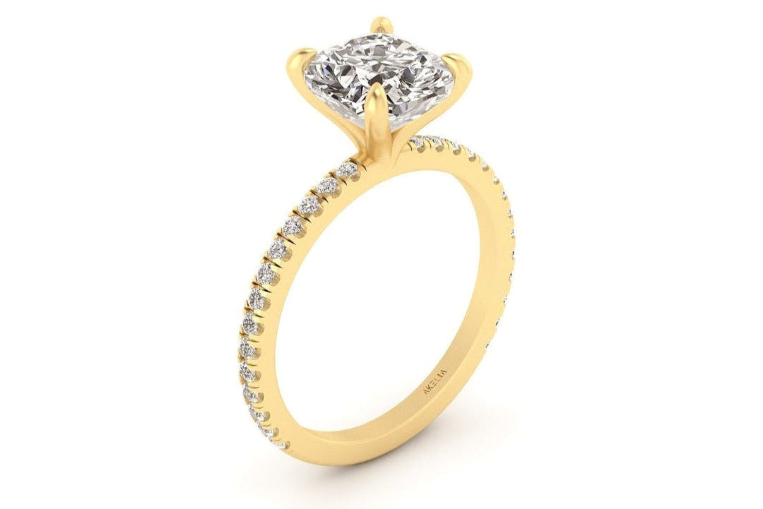 Classic Cushion Solitaire With Diamond Shank