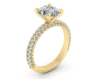 Celeste Cushion Three Row Micro Pavé Engagement Ring