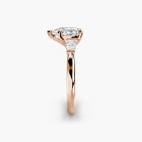 Pear Three Stone Tapered Baguette Ring