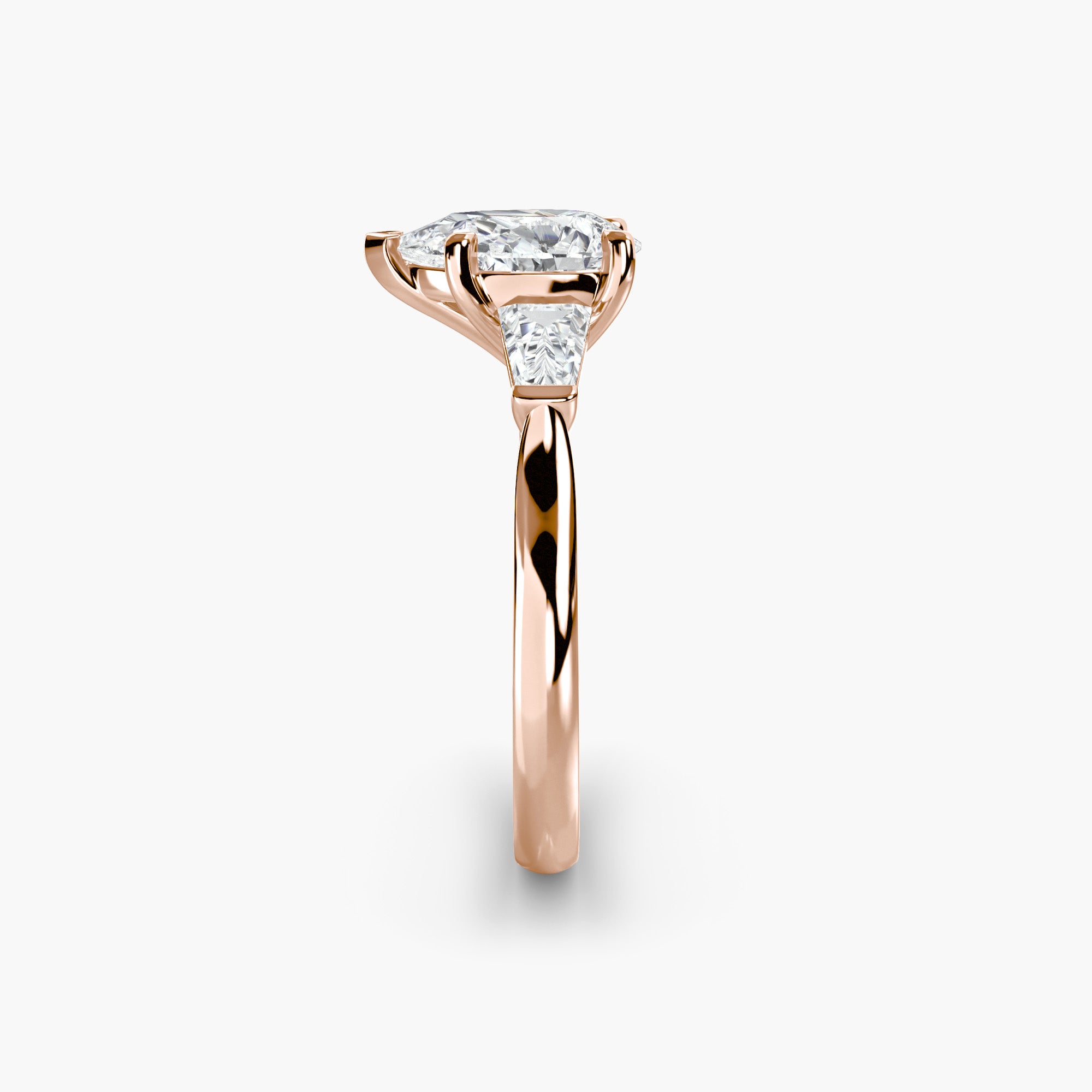 Pear Three Stone Tapered Baguette Ring