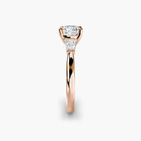 Cushion Three Stone Tapered Baguette Ring