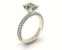 Celeste Cushion Three Row Micro Pavé Engagement Ring