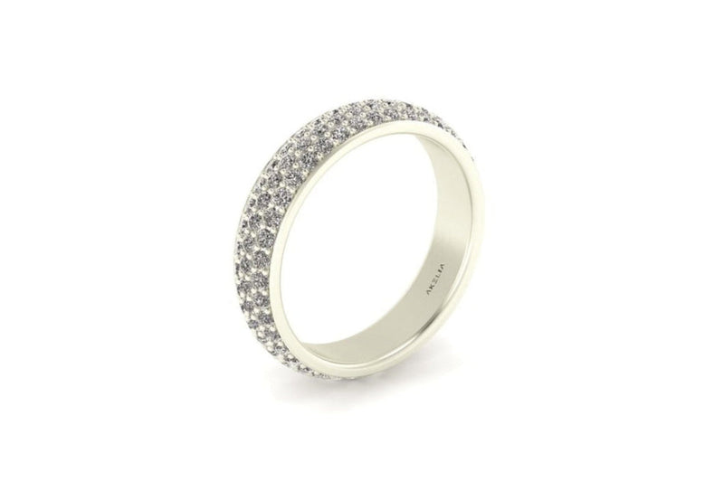 3 Row Pave Wedding Band 1.3mm