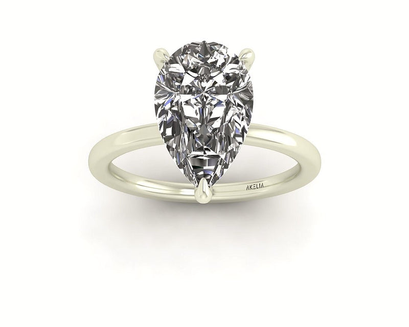 Pear Diamond Set Prongs Solitaire Engagement Ring