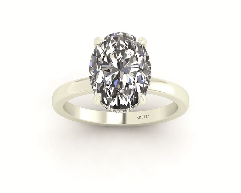 Oval Diamond Set Prongs Gallery Engagement Ring