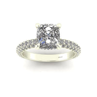 Celeste Cushion Gallery Three Row Micro Pavé Engagement Ring