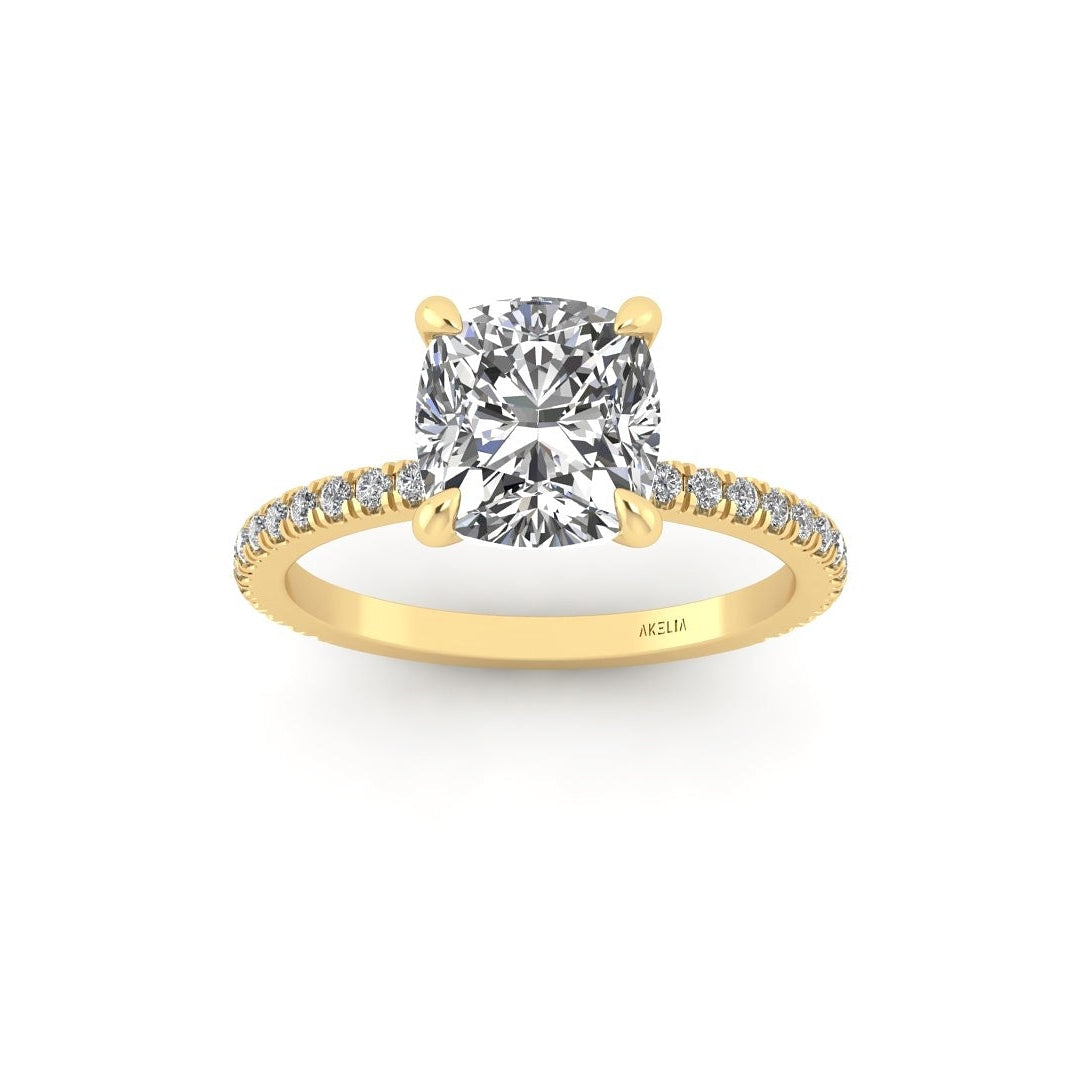 Classic Cushion Solitaire With Diamond Shank