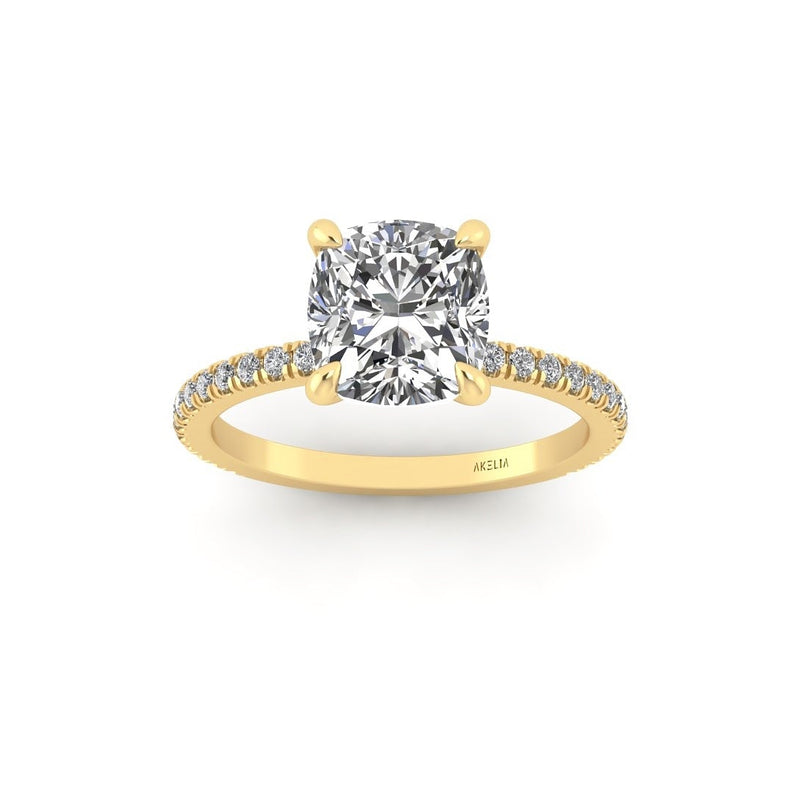 Classic Cushion Solitaire With Diamond Shank
