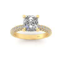 Celeste Cushion Gallery Three Row Micro Pavé Engagement Ring