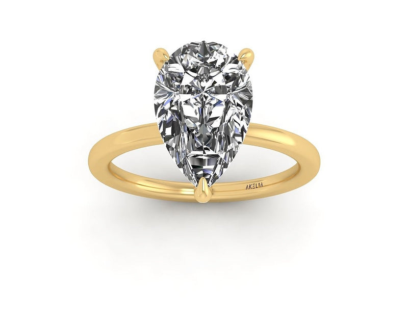 Pear Diamond Set Prongs Solitaire Engagement Ring