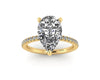 Pear Diamond Set Prongs Gallery Engagement Ring with Pavé Band