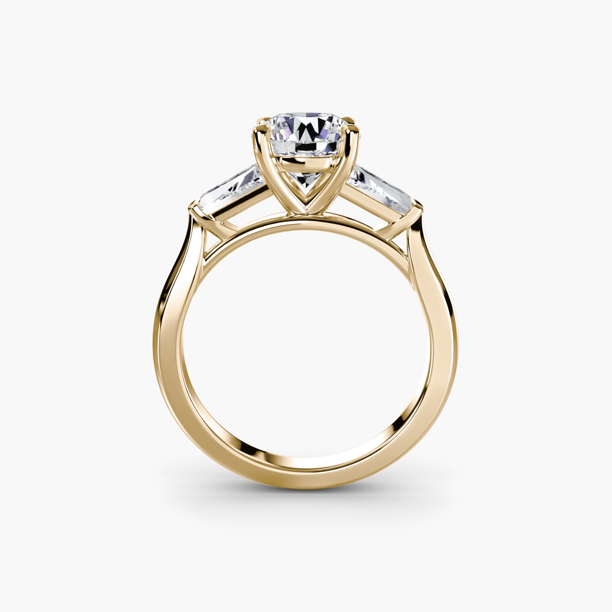 Round Three Stone Tapered Baguette Ring