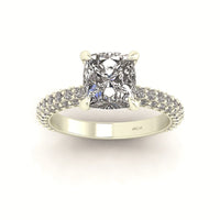 Celeste Cushion Three Row Micro Pavé Engagement Ring