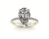 Pear Diamond Set Prongs Gallery Engagement Ring with Pavé Band