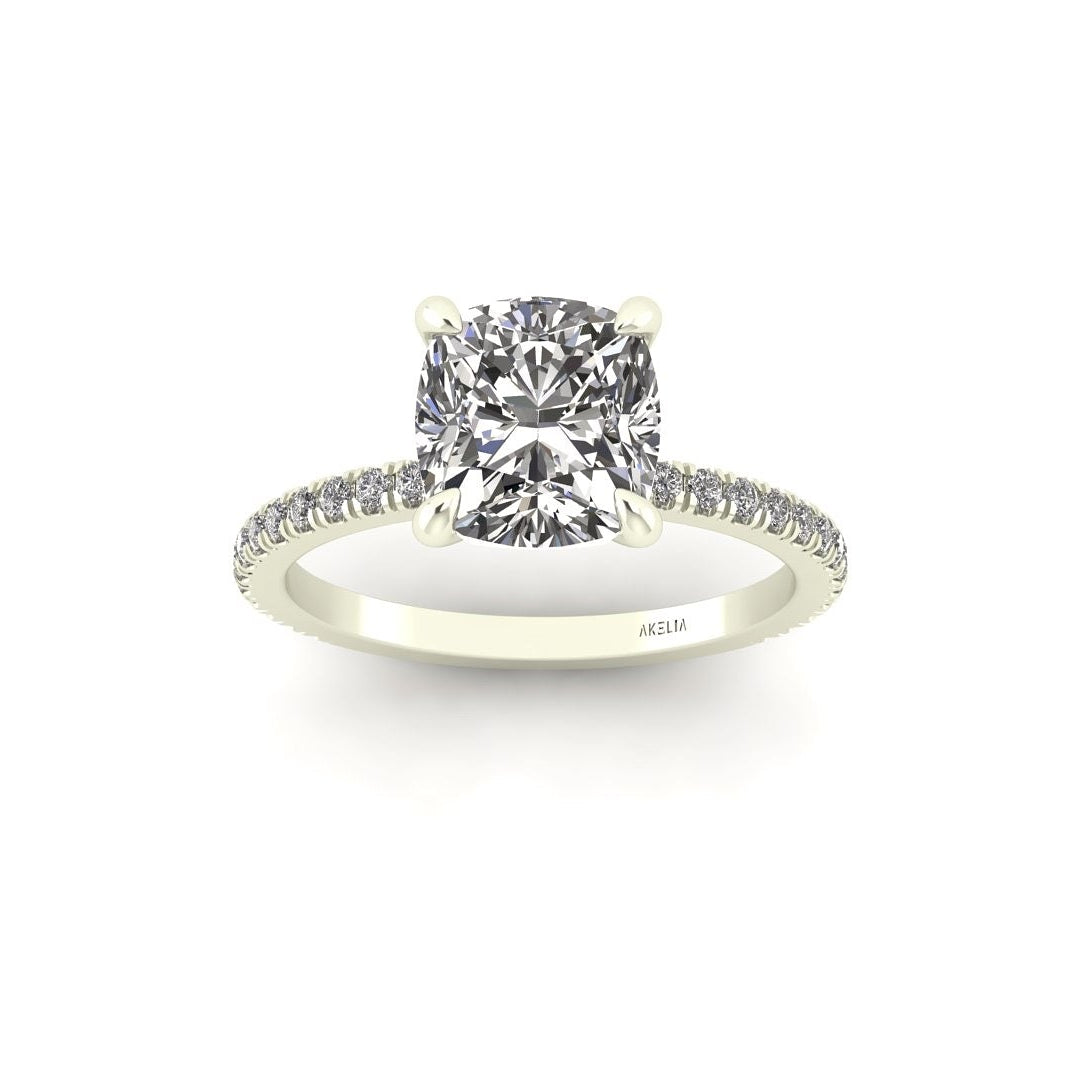 Classic Cushion Solitaire With Diamond Shank