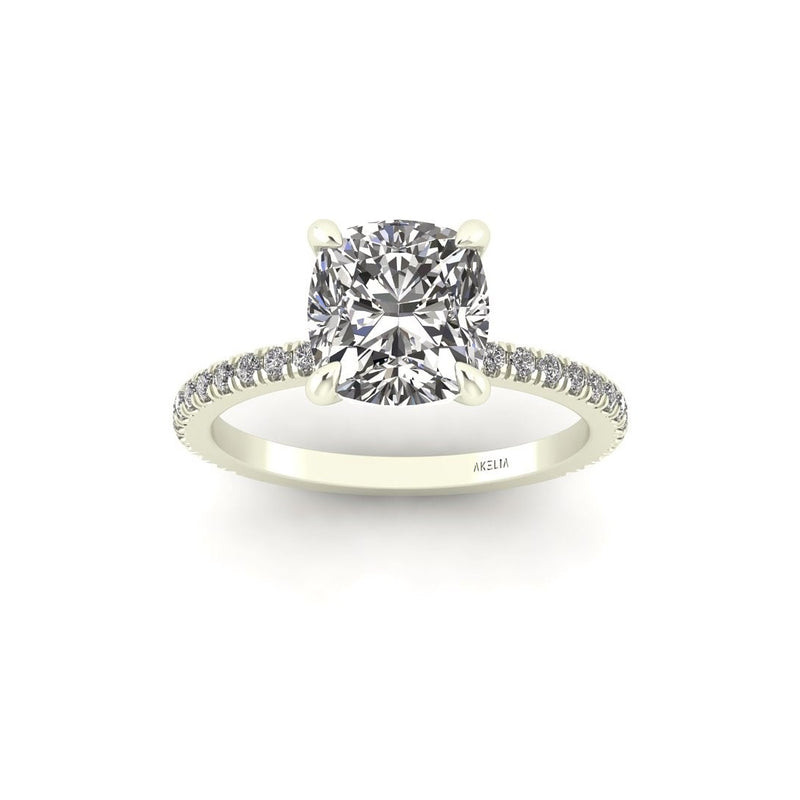 Classic Cushion Solitaire With Diamond Shank