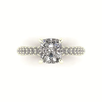 Celeste Cushion Gallery Three Row Micro Pavé Engagement Ring