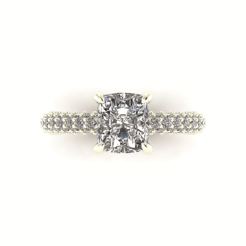 Celeste Cushion Gallery Three Row Micro Pavé Engagement Ring