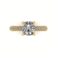 Celeste Cushion Three Row Micro Pavé Engagement Ring