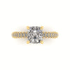 Celeste Cushion Gallery Three Row Micro Pavé Engagement Ring