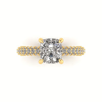 Celeste Cushion Gallery Three Row Micro Pavé Engagement Ring