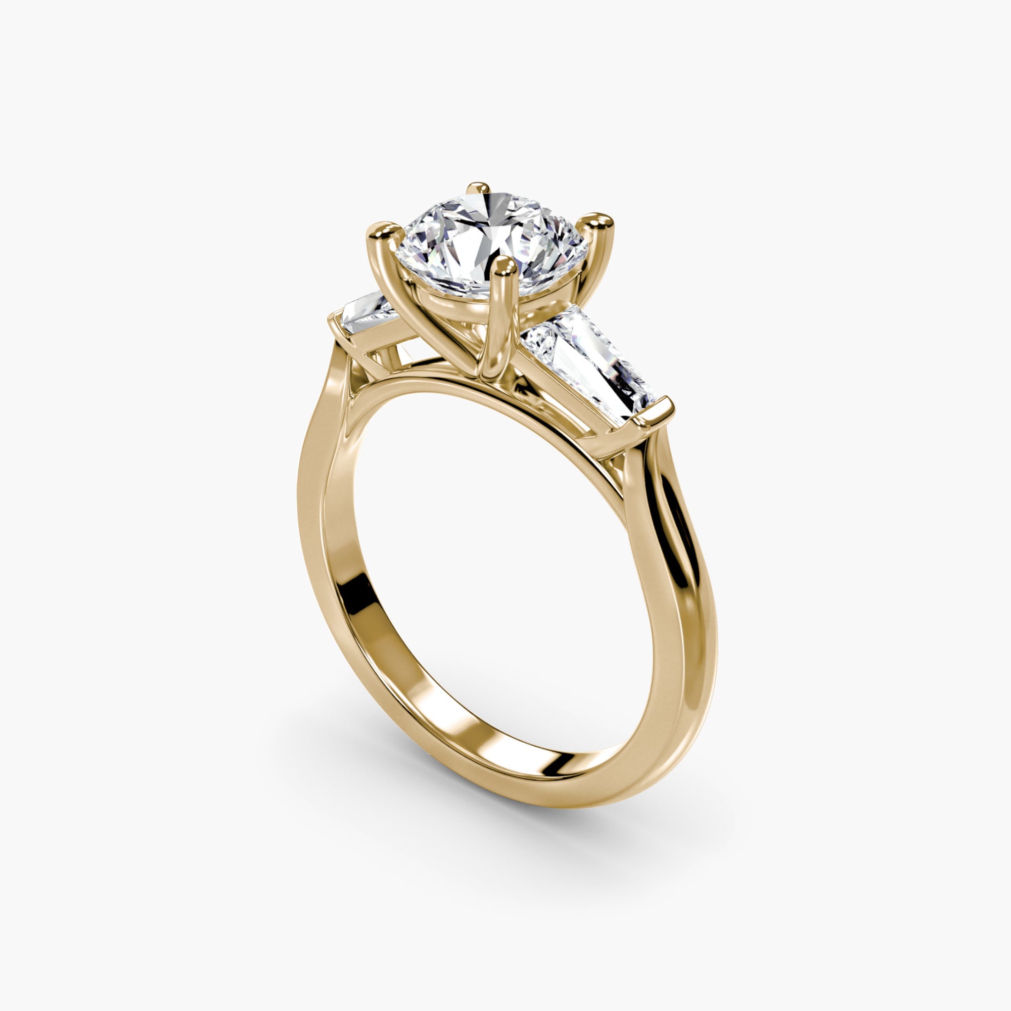 Round Three Stone Tapered Baguette Ring
