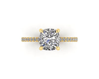 Classic Cushion Solitaire With Diamond Shank