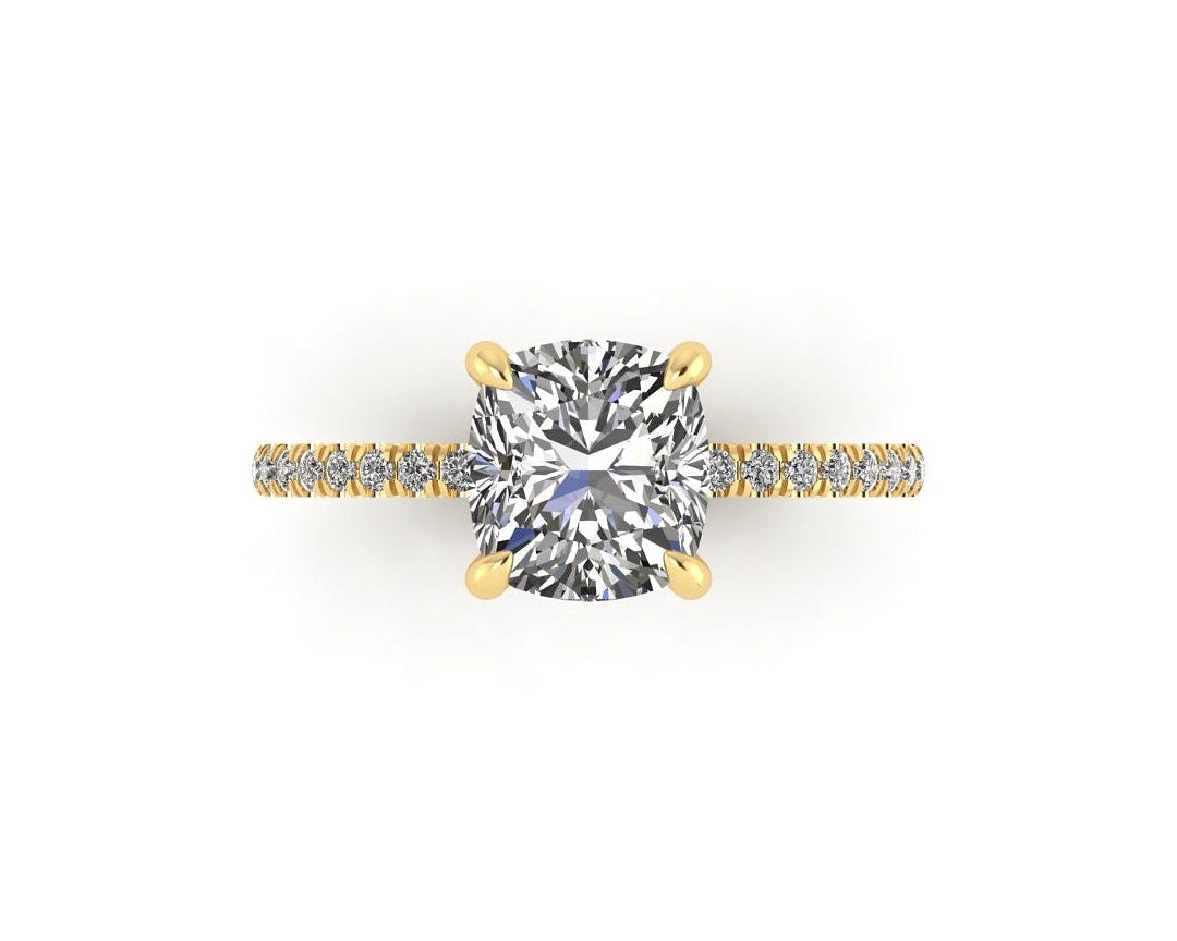 Classic Cushion Solitaire With Diamond Shank