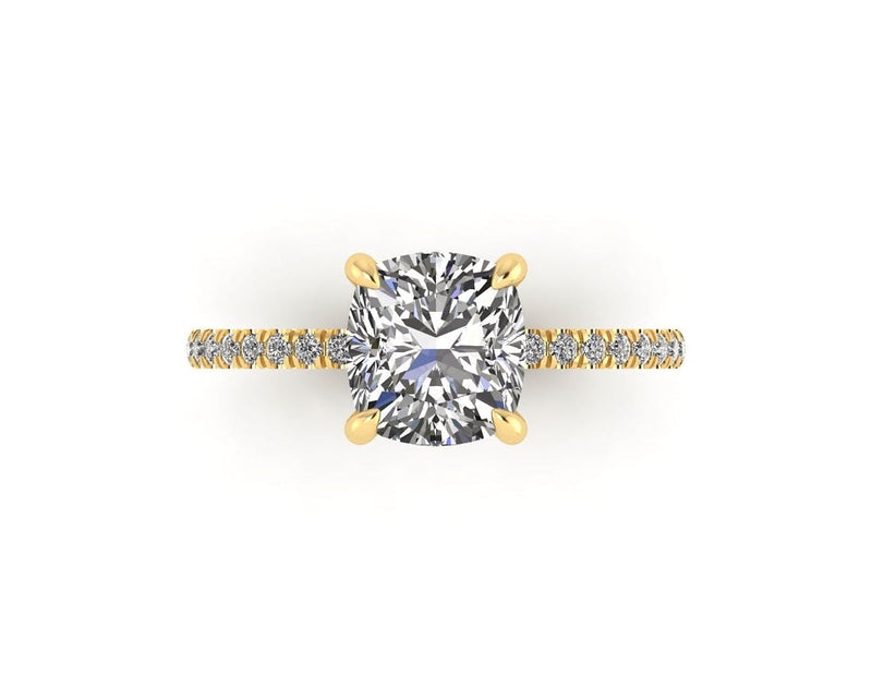 Classic Cushion Solitaire With Diamond Shank