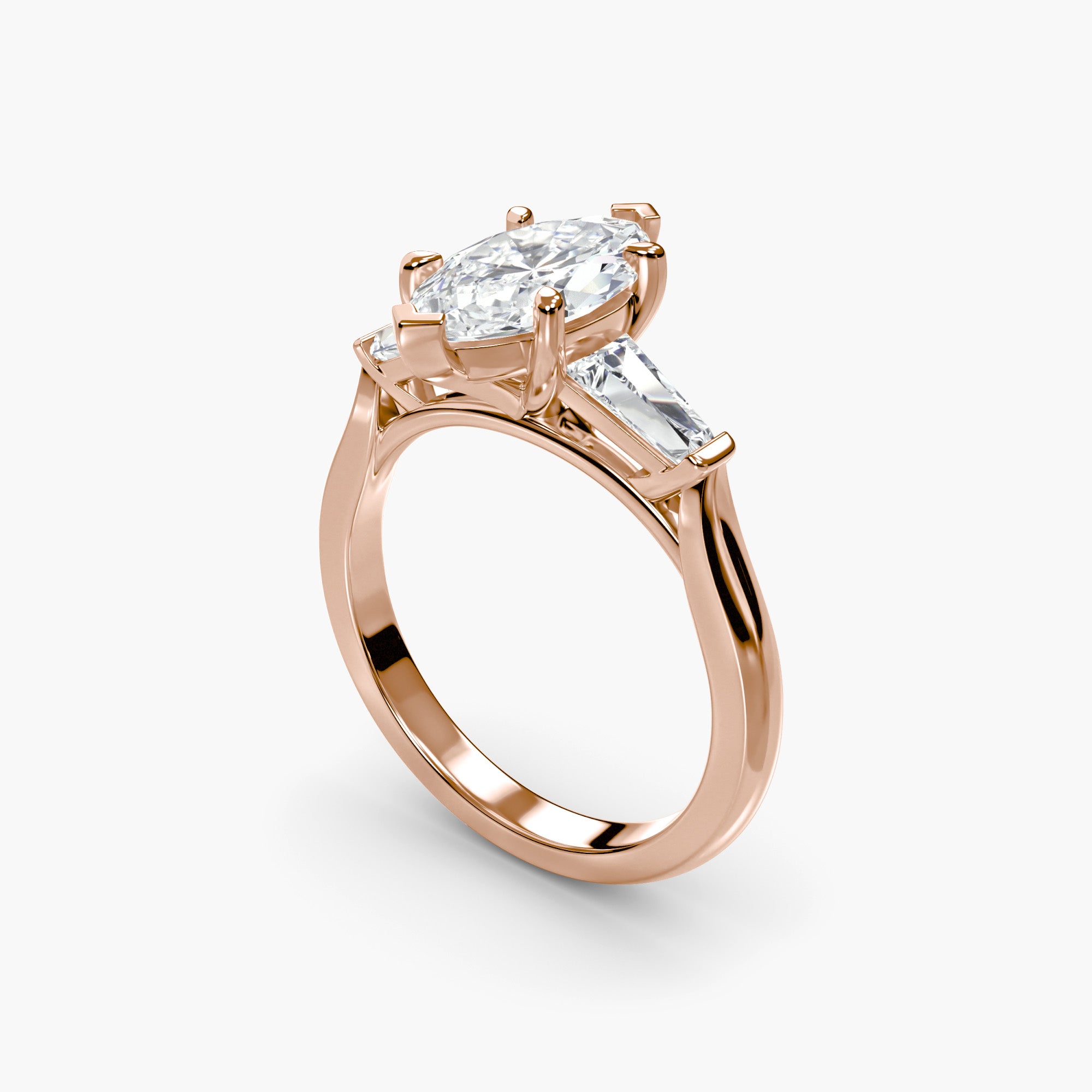 Marquise Three Stone Tapered Baguette Ring