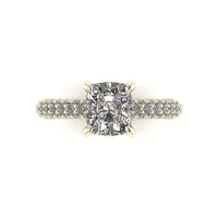 Celeste Cushion Three Row Micro Pavé Engagement Ring
