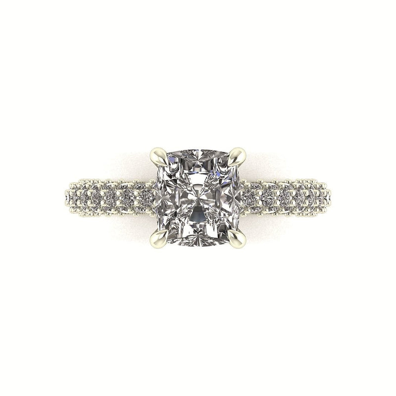 Celeste Cushion Three Row Micro Pavé Engagement Ring