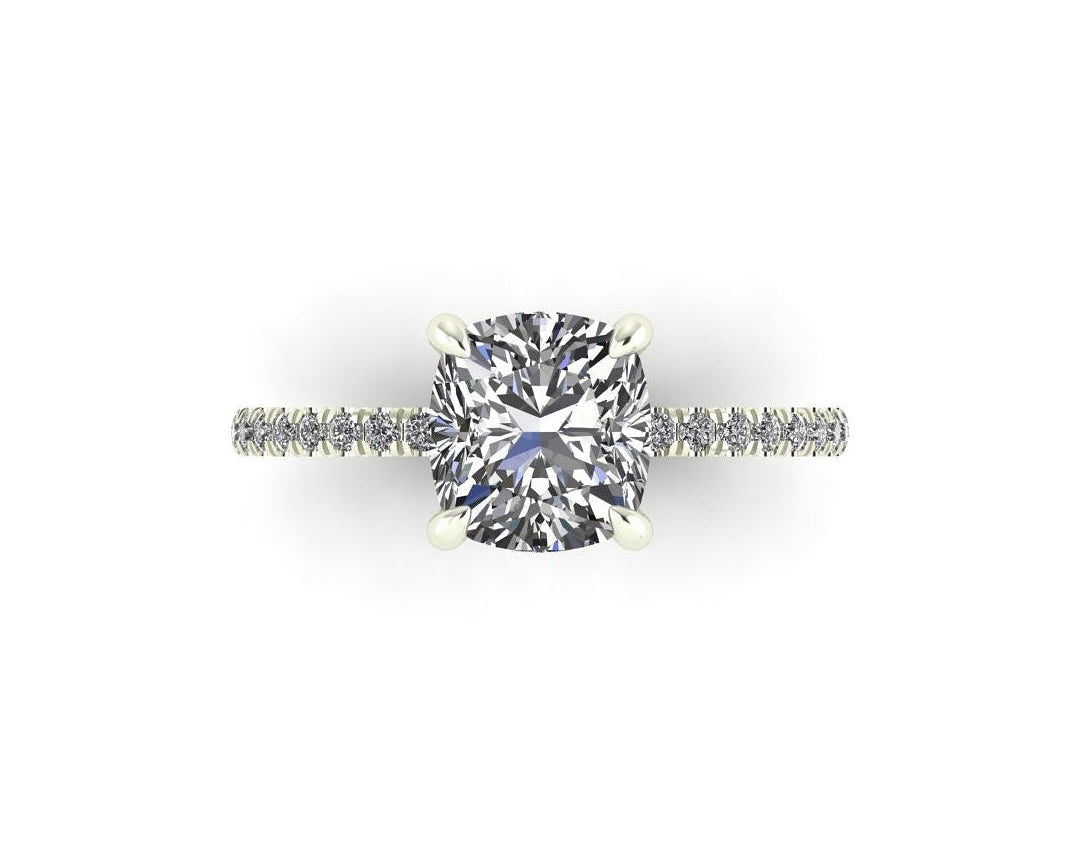Classic Cushion Solitaire With Diamond Shank