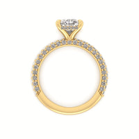 Celeste Cushion Gallery Three Row Micro Pavé Engagement Ring