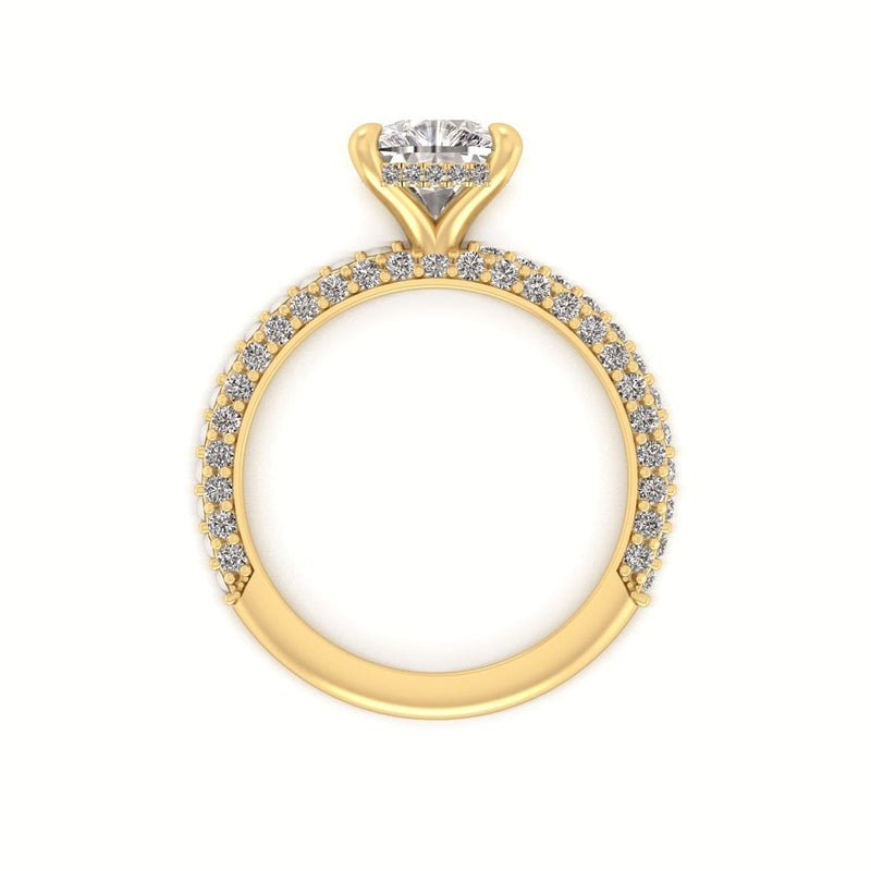 Celeste Cushion Gallery Three Row Micro Pavé Engagement Ring