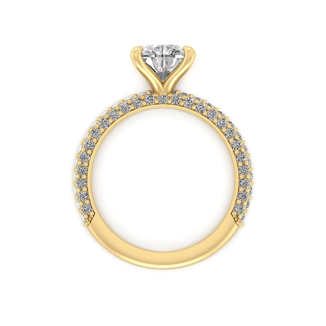 Celeste Cushion Three Row Micro Pavé Engagement Ring