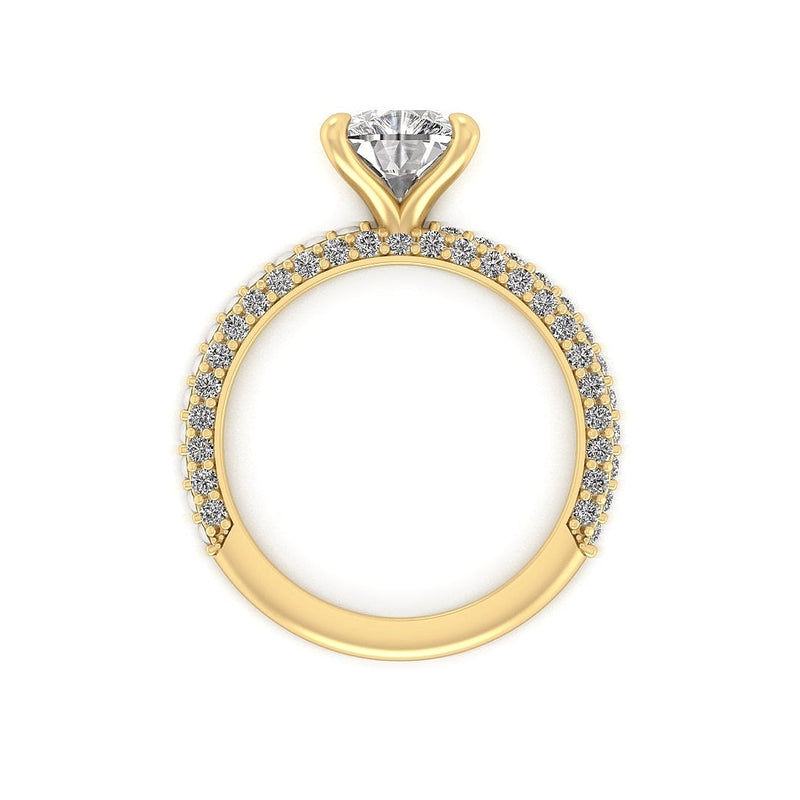 Celeste Cushion Three Row Micro Pavé Engagement Ring