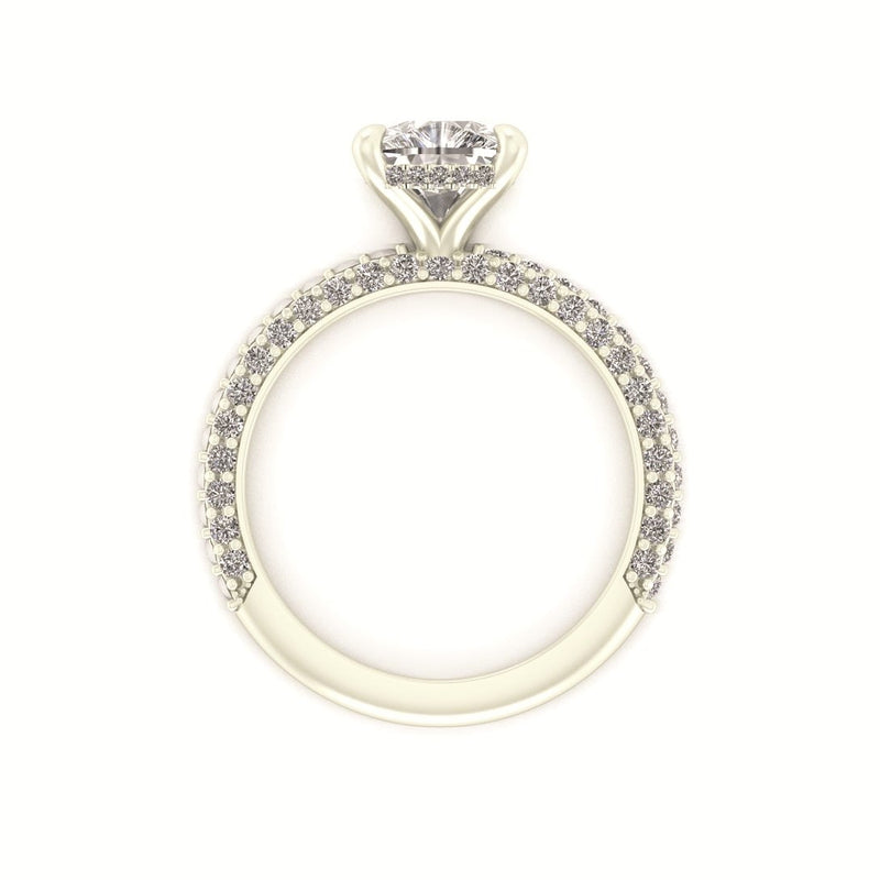 Celeste Cushion Gallery Three Row Micro Pavé Engagement Ring