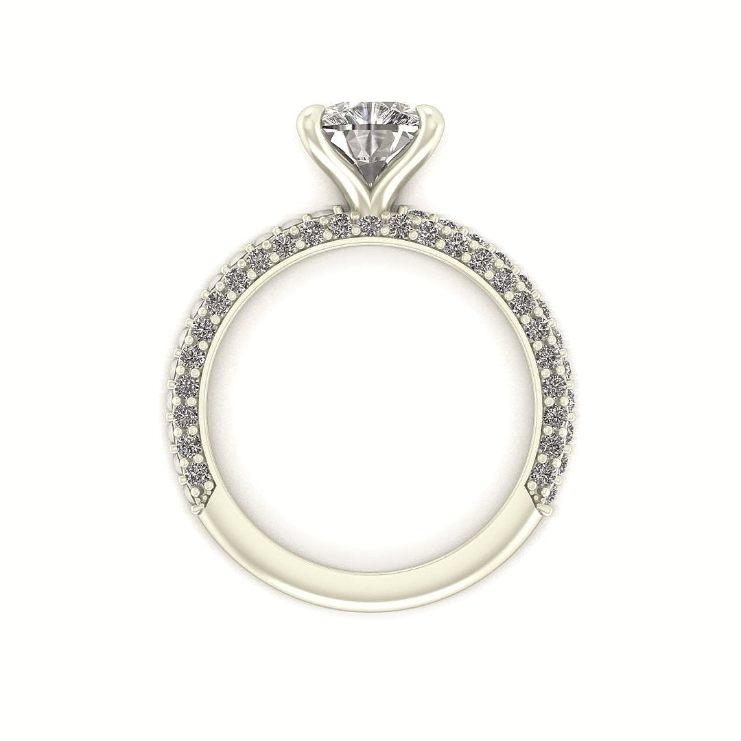 Celeste Cushion Three Row Micro Pavé Engagement Ring