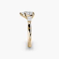 Pear Three Stone Tapered Baguette Ring