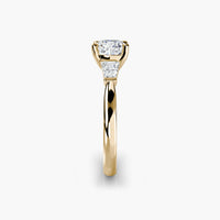 Cushion Three Stone Tapered Baguette Ring
