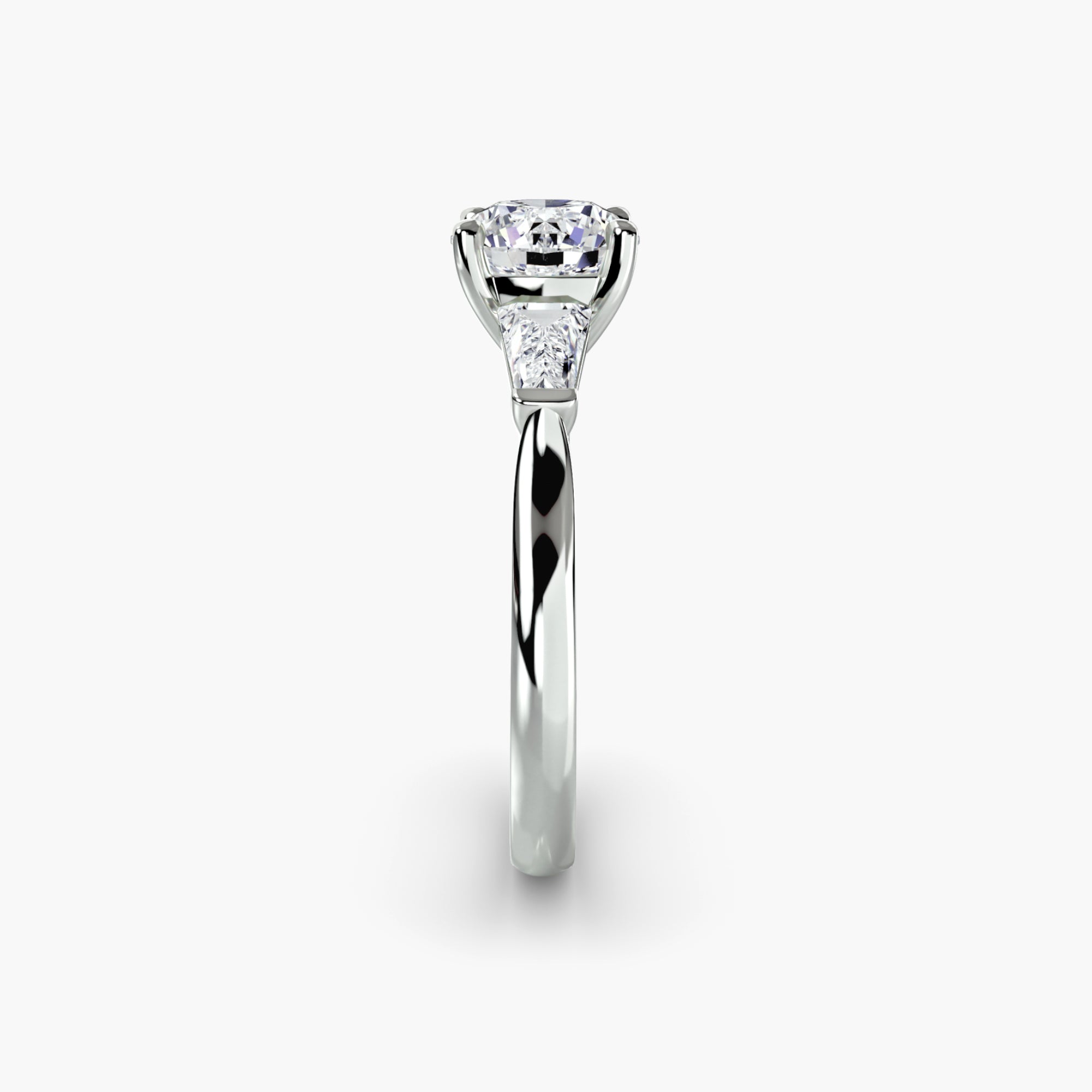 Round Three Stone Tapered Baguette Ring